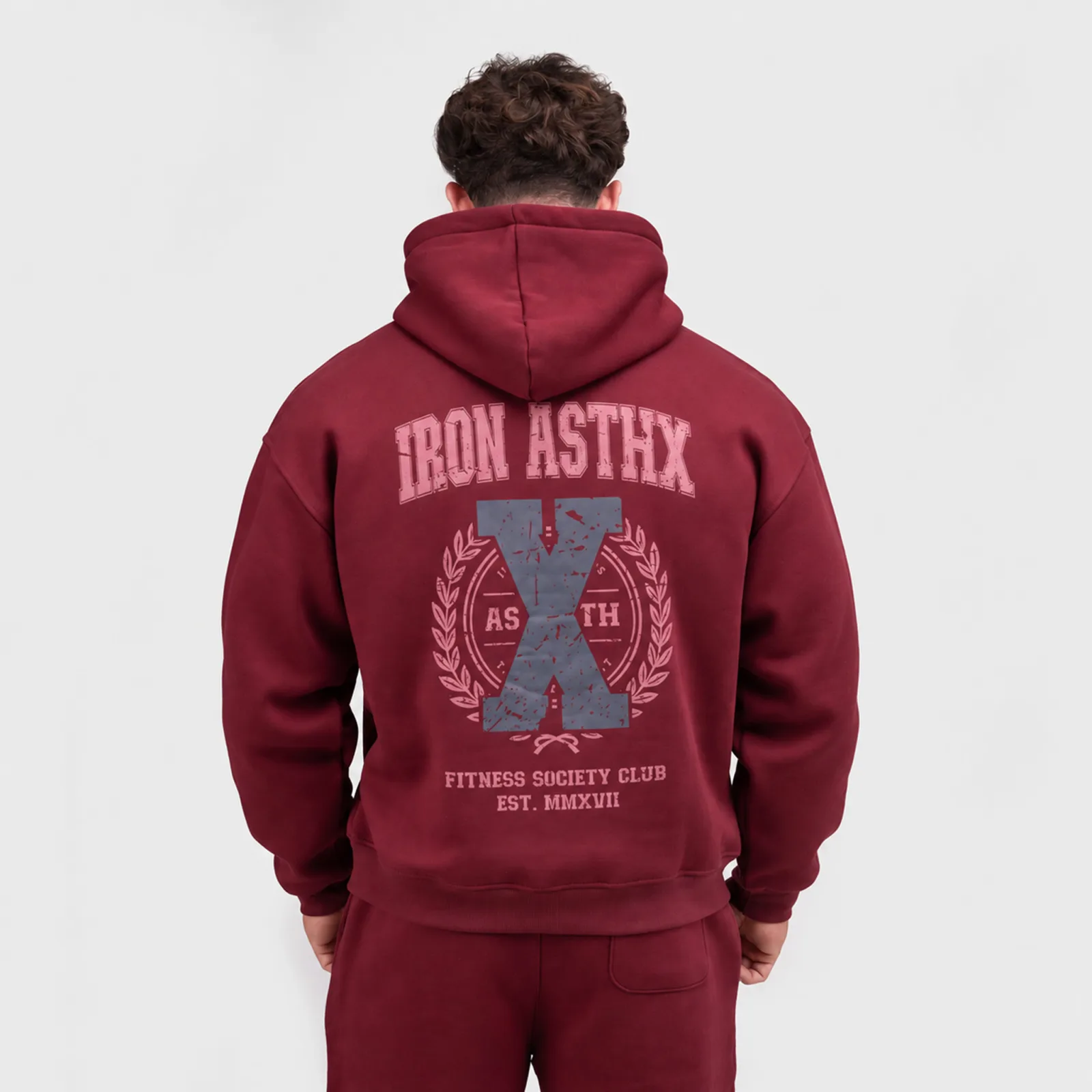 Pánská mikina Iron Aesthetics X-Society, bordová-1