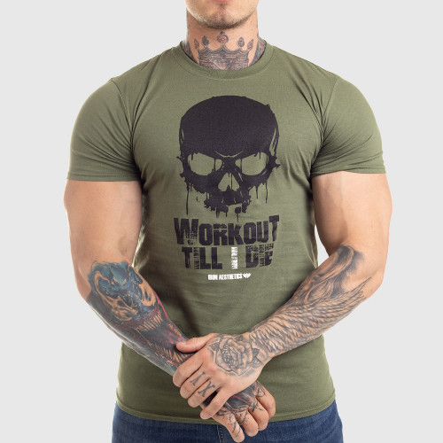 Ultrasoft tričko Workout Till I Die, zelené