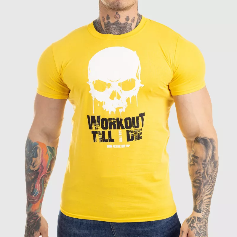 Ultrasoft tričko Workout Till I Die, žluté-1