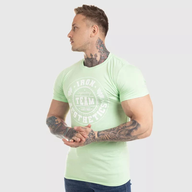 Pánské fitness tričko Iron Aesthetics Circle Star, mentolově zelená-6