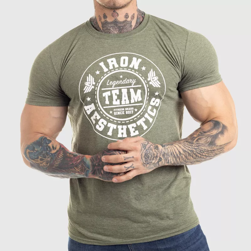 Pánské fitness tričko Iron Aesthetics Circle Star, vojenská zelená-1