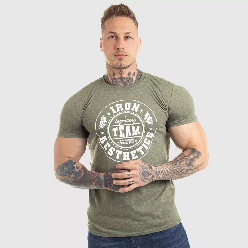 Pánské fitness tričko Iron Aesthetics Circle Star, vojenská zelená-2
