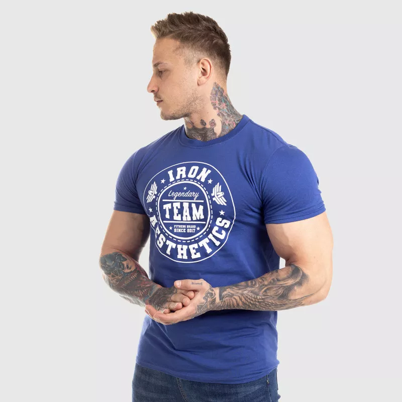 Pánské fitness tričko Iron Aesthetics Circle Star, modré-6