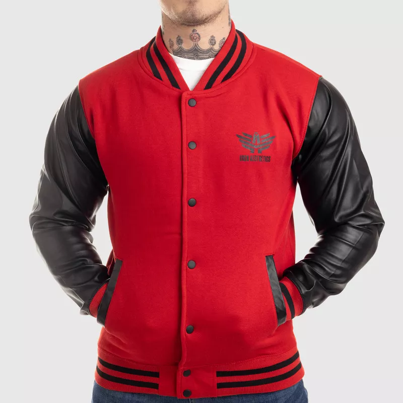 Pánská bunda Iron Aesthetics Varsity Leather, červená-1
