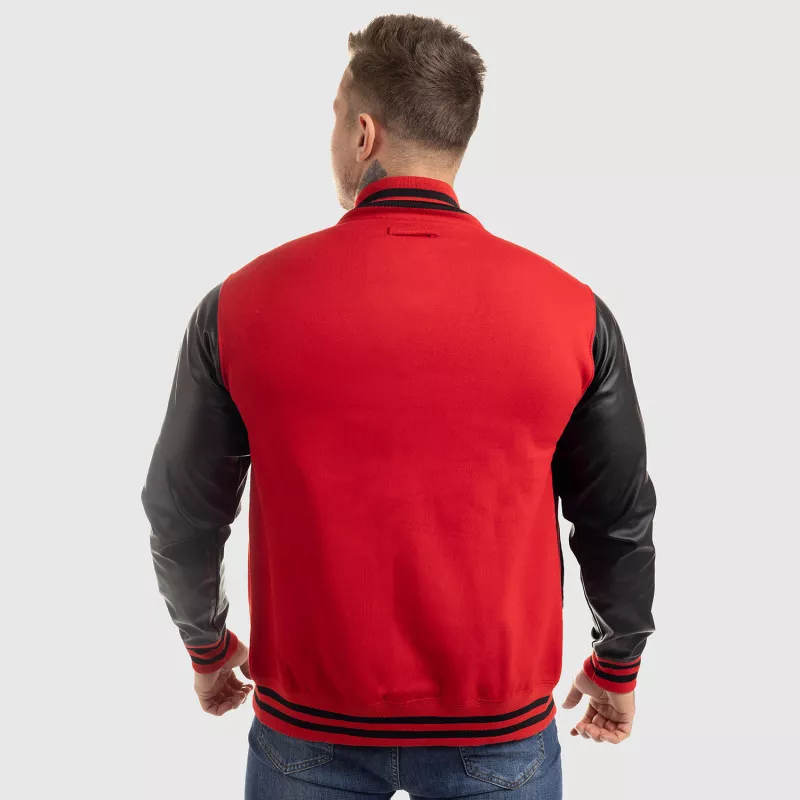 Pánská bunda Iron Aesthetics Varsity Leather, červená-3