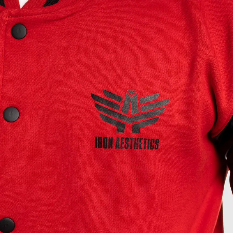 Pánská bunda Iron Aesthetics Varsity Leather, červená-11