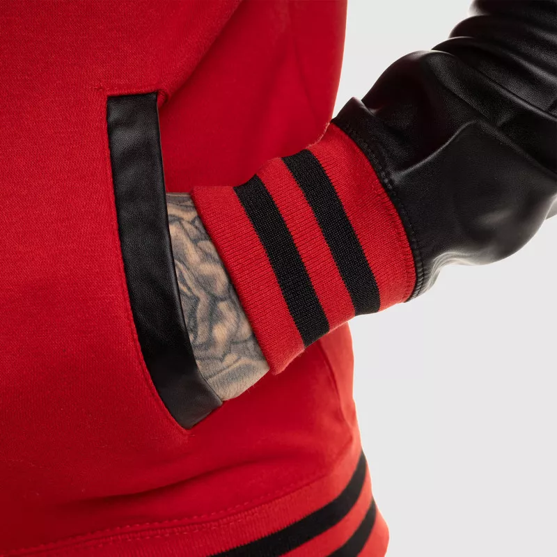 Pánská bunda Iron Aesthetics Varsity Leather, červená-13