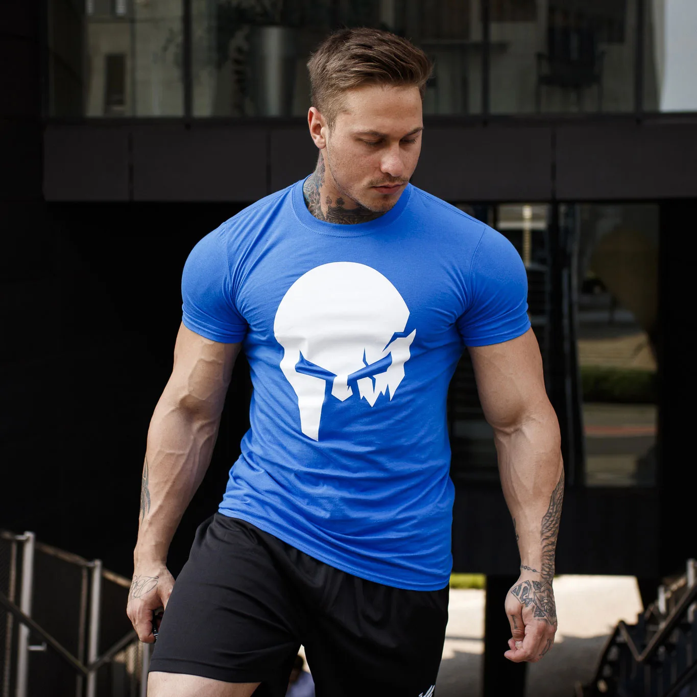Ultrasoft tričko Iron Aesthetics Skull, modré-1