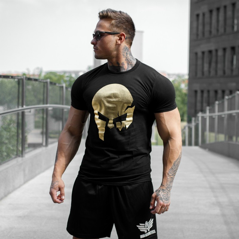 Ultrasoft tričko Iron Aesthetics Skull, black&gold-5