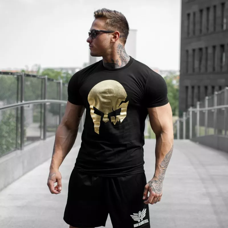 Ultrasoft tričko Iron Aesthetics Skull, black&gold-6