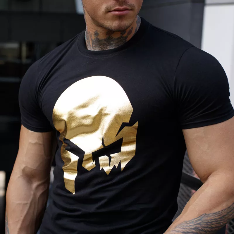Ultrasoft tričko Iron Aesthetics Skull, black&gold-1