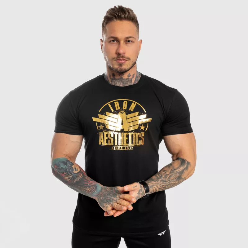 Pánské fitness tričko Iron Aesthetics Force, black&gold-2