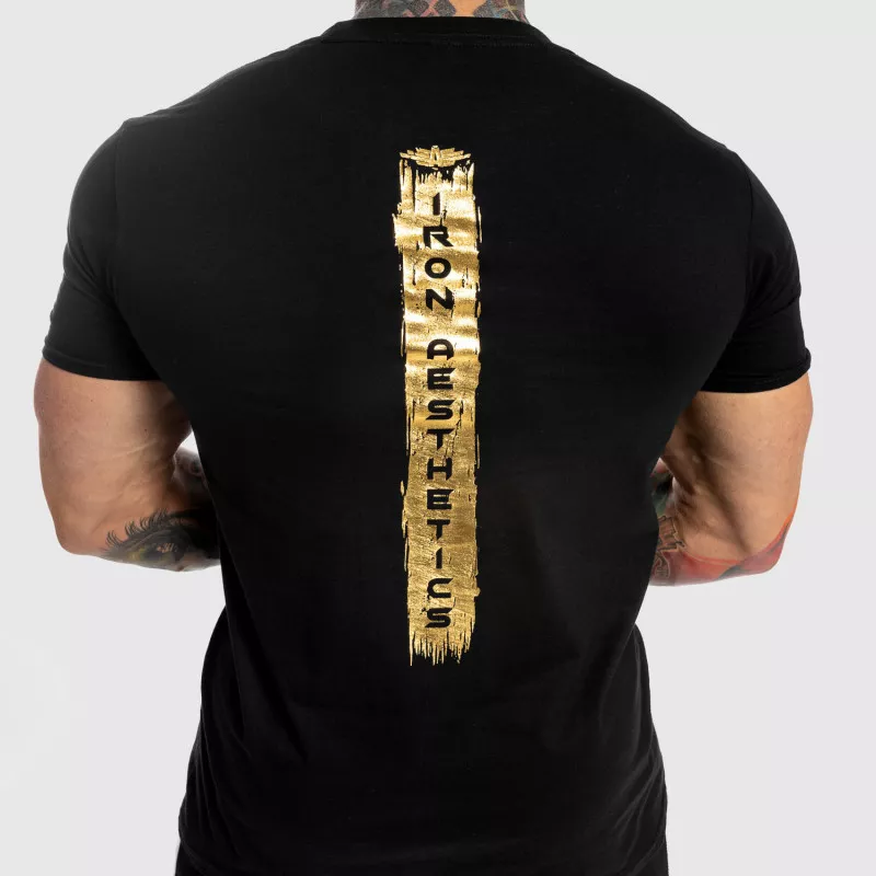 Pánské fitness tričko Iron Aesthetics Force, black&gold-4