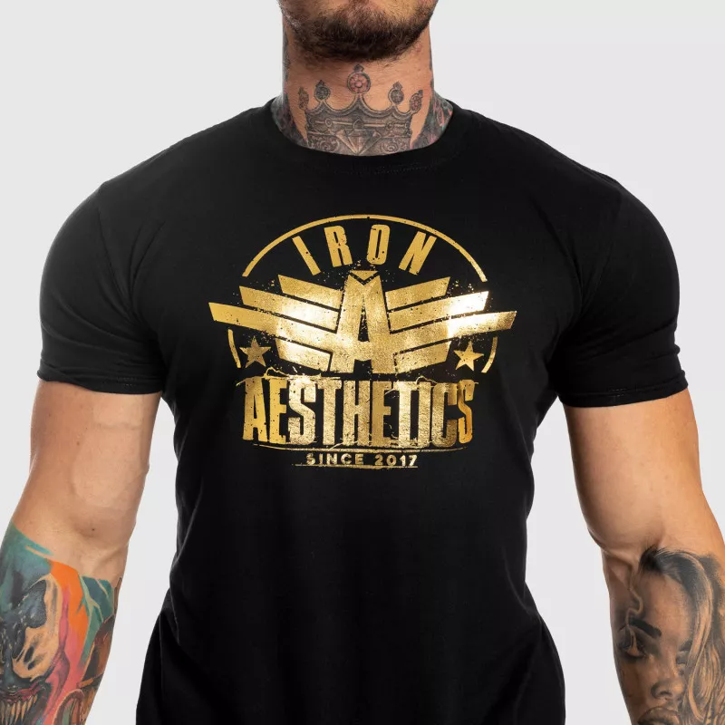 Pánské fitness tričko Iron Aesthetics Force, black&gold-3