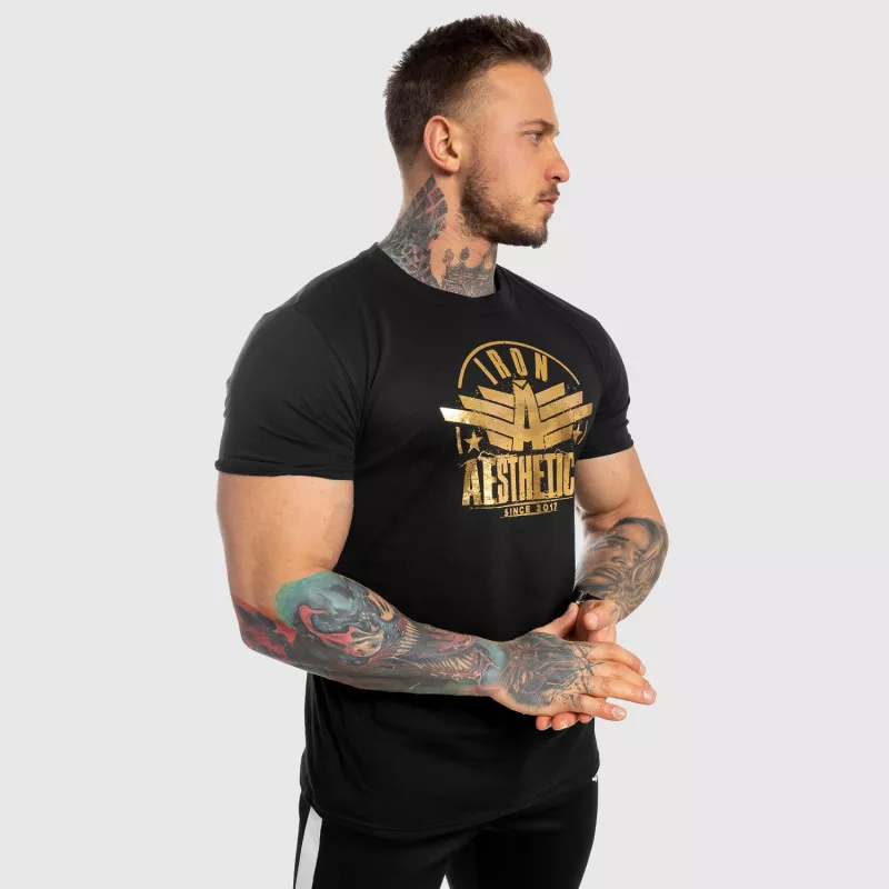 Pánské fitness tričko Iron Aesthetics Force, black&gold-5