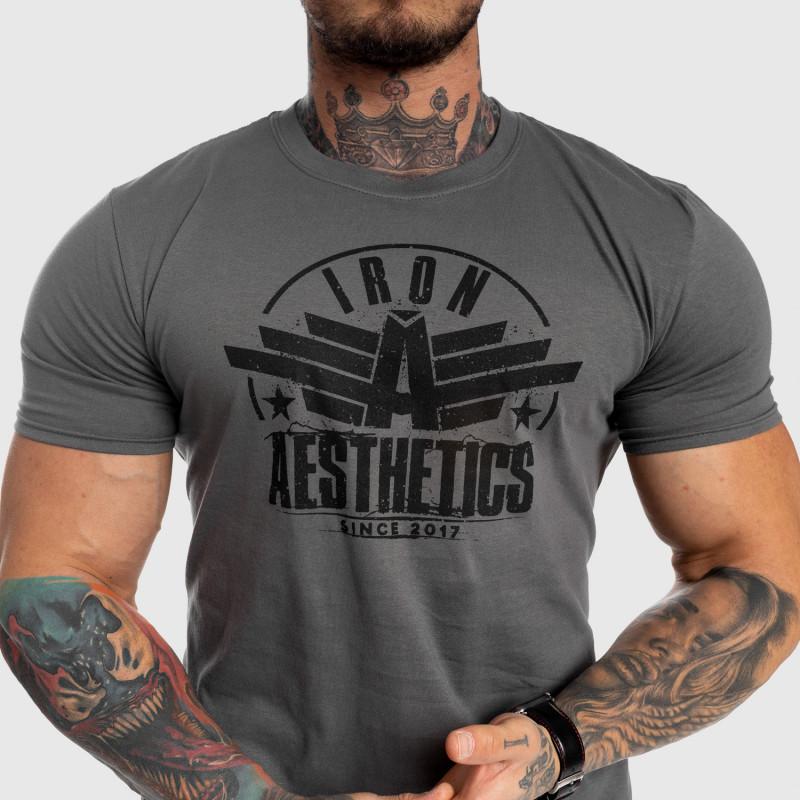 Pánské fitness tričko Iron Aesthetics Force, šedé-3