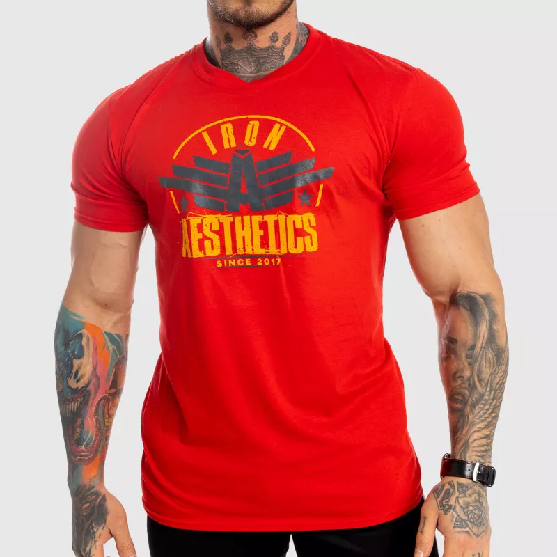 Pánské fitness tričko Iron Aesthetics Force, červené-1