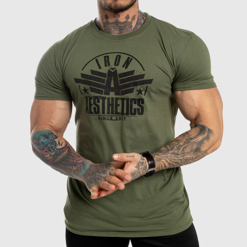 Pánské fitness tričko Iron Aesthetics Force, zelené-1