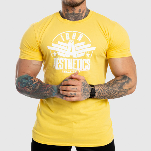 Pánské fitness tričko Iron Aesthetics Force, žluté