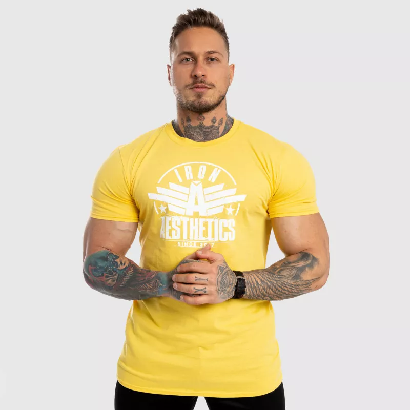 Pánské fitness tričko Iron Aesthetics Force, žluté-3