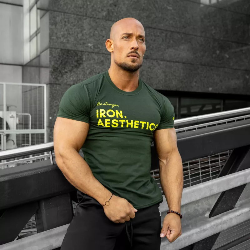 Pánské fitness tričko Iron Aesthetics Be Stronger, zelené-6