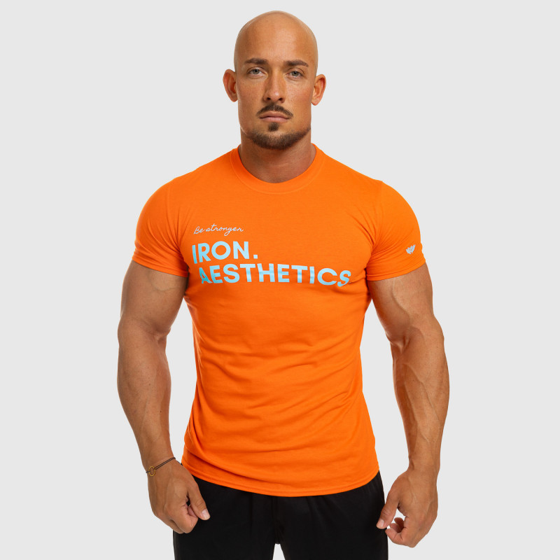 Pánske fitness tričko Iron Aesthetics Be Stronger, oranžové
