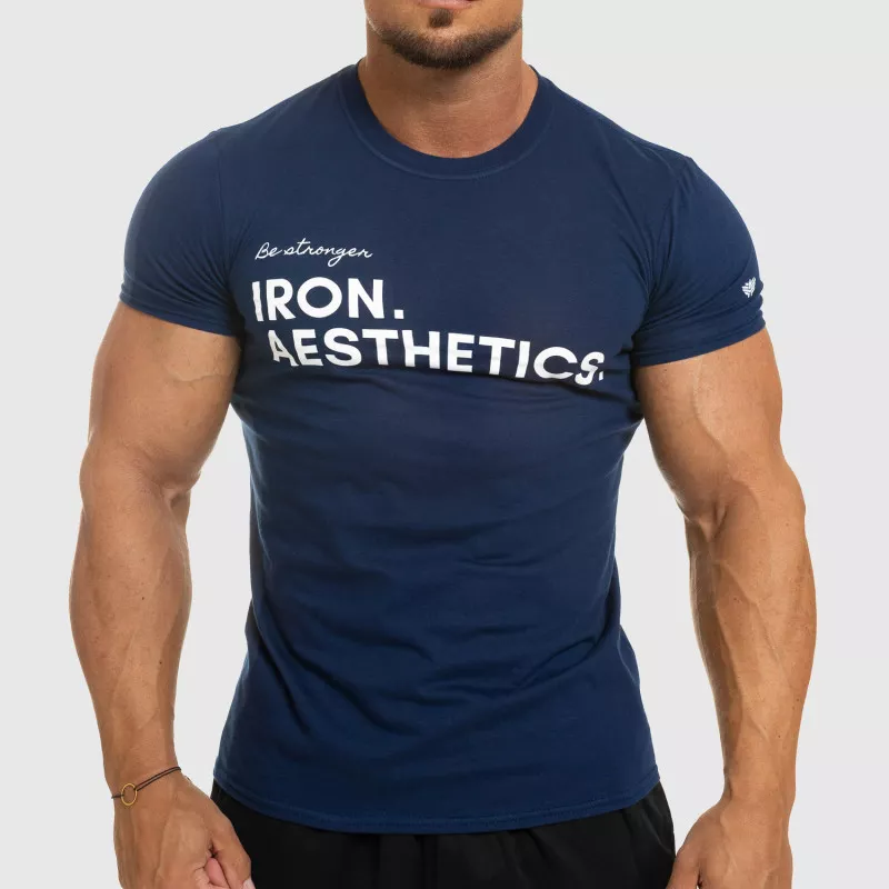 Pánské fitness tričko Iron Aesthetics Be Stronger, modré-1