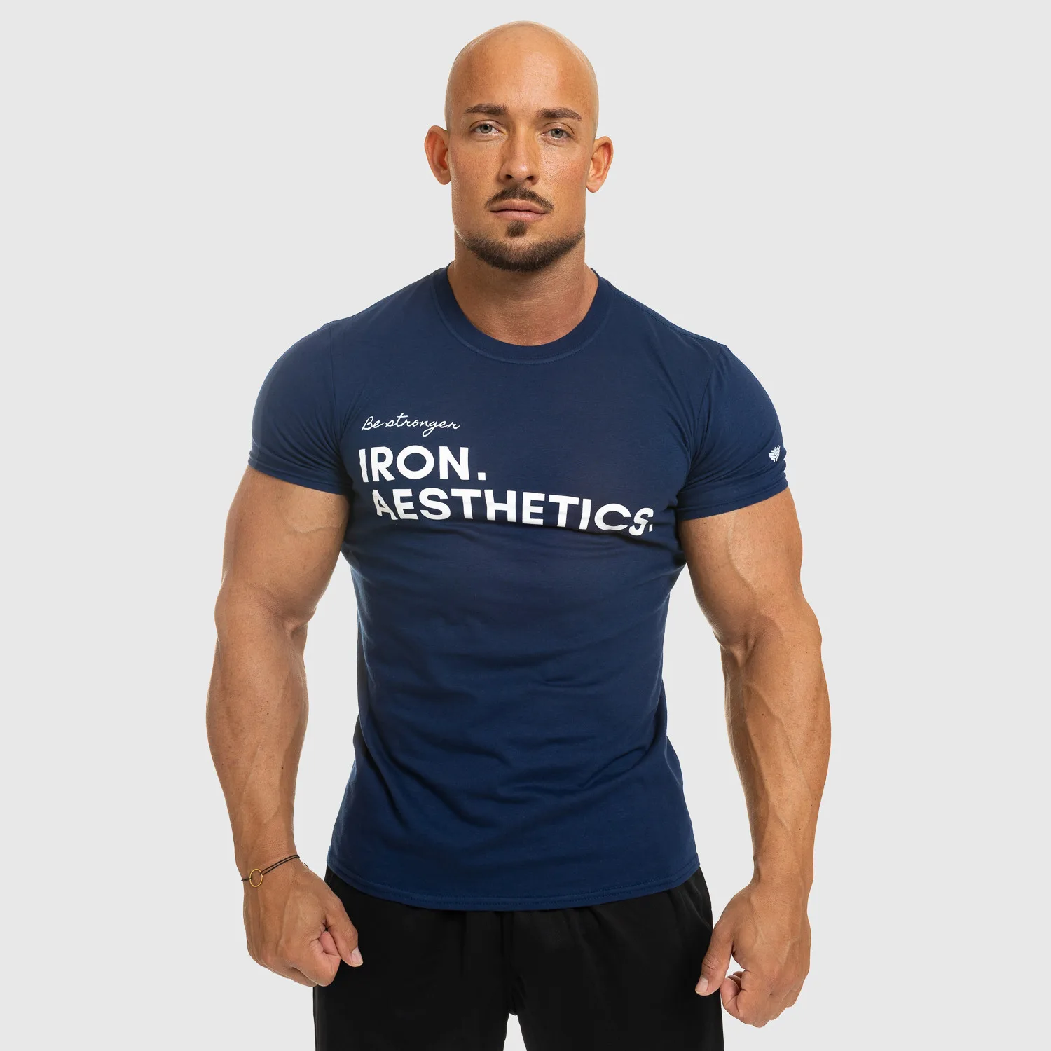 Pánské fitness tričko Iron Aesthetics Be Stronger, modré-1