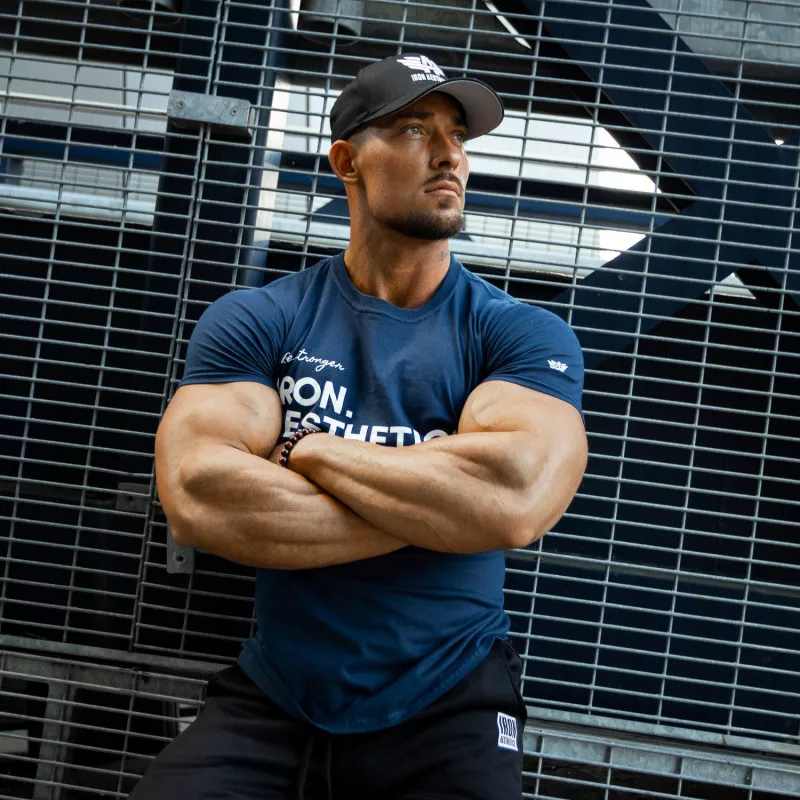 Pánské fitness tričko Iron Aesthetics Be Stronger, modré-3