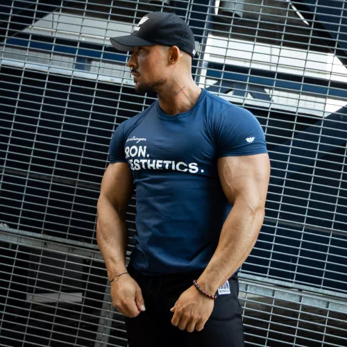 Pánské fitness tričko Iron Aesthetics Be Stronger, modré