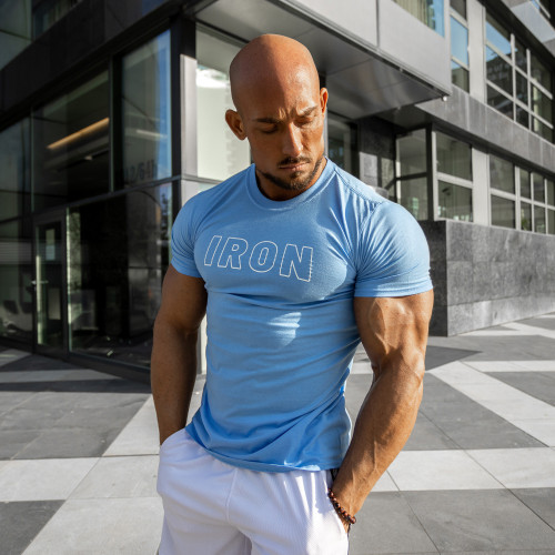 Pánské fitness tričko IRON, modré