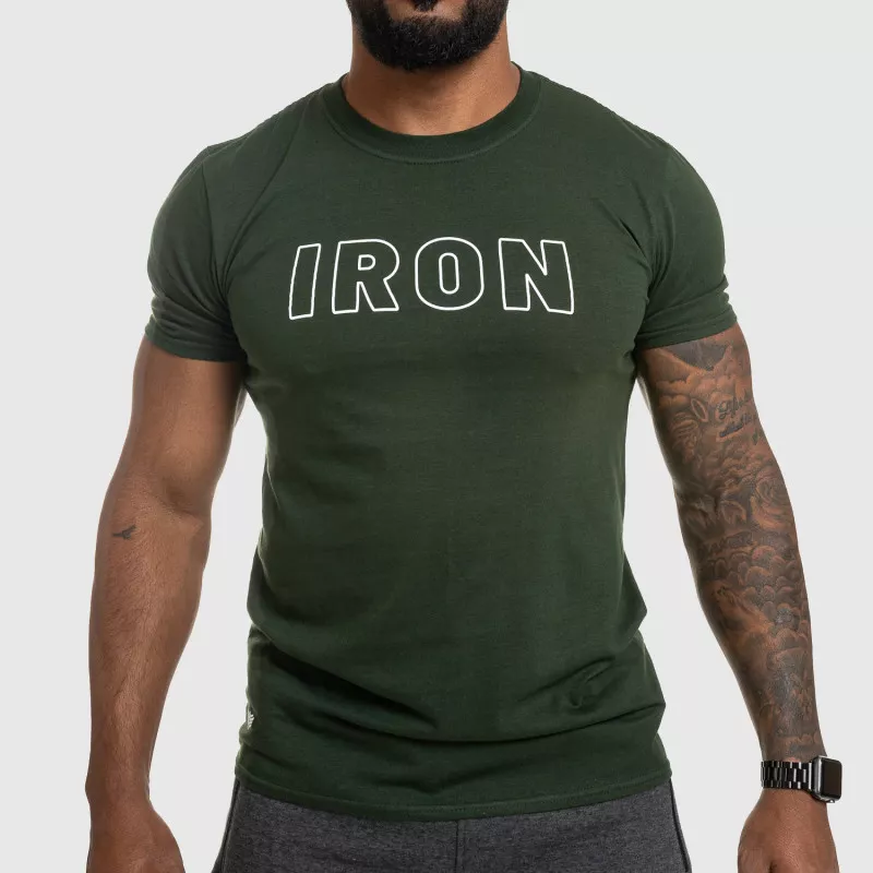 Pánské fitness tričko IRON, zelené-1