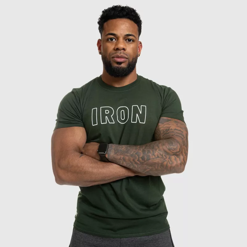 Pánské fitness tričko IRON, zelené-3