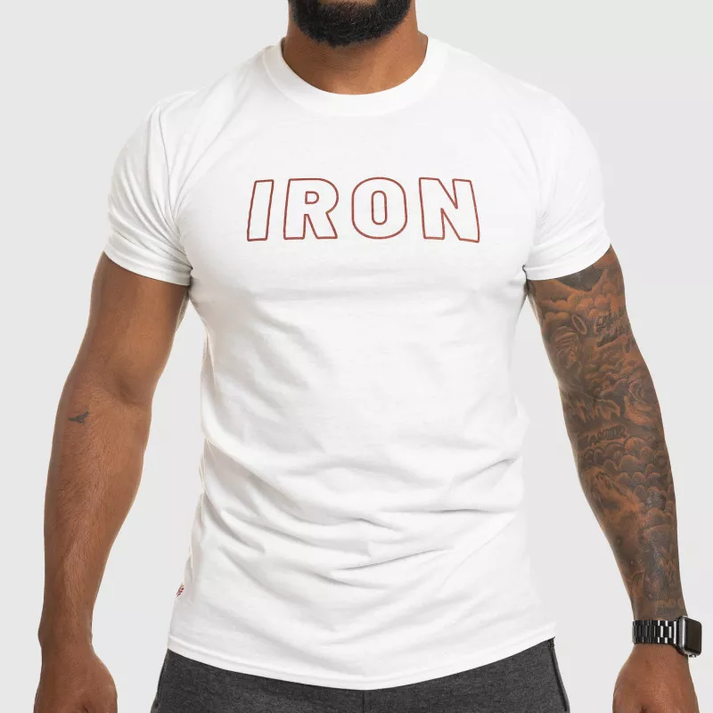 Pánské fitness tričko IRON, bílé-1