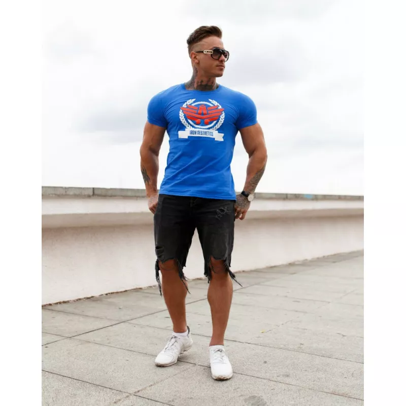 Pánské fitness tričko Iron Aesthetics Triumph, modré-4