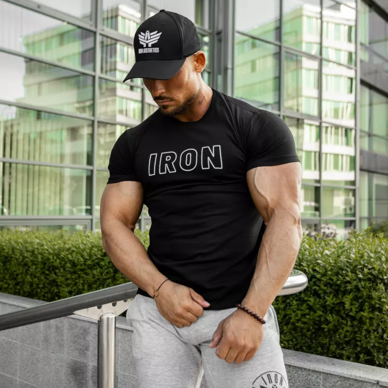 Pánské fitness tričko IRON, černé-2