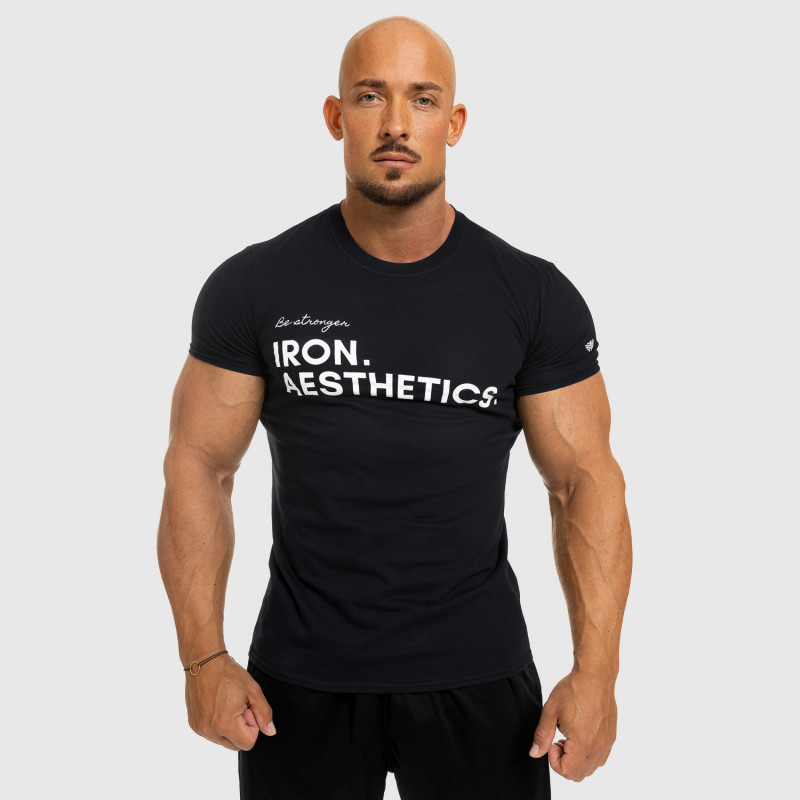 Pánske fitness tričko Iron Aesthetics Be Stronger, čierne