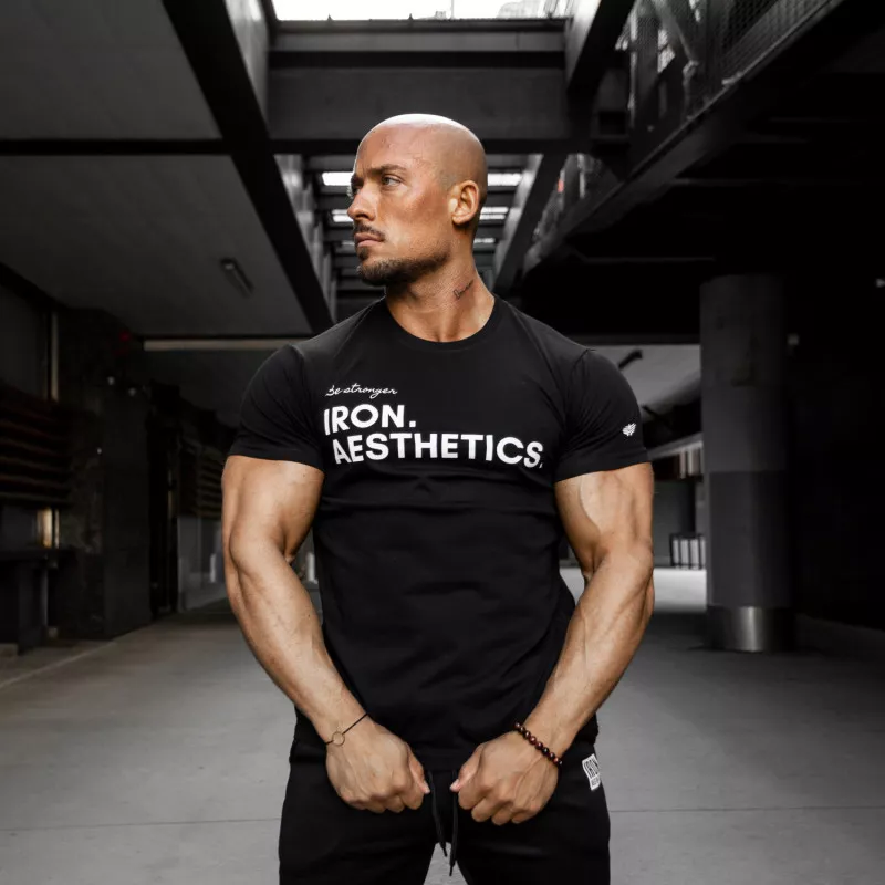 Pánské fitness tričko Iron Aesthetics Be Stronger, černé-2