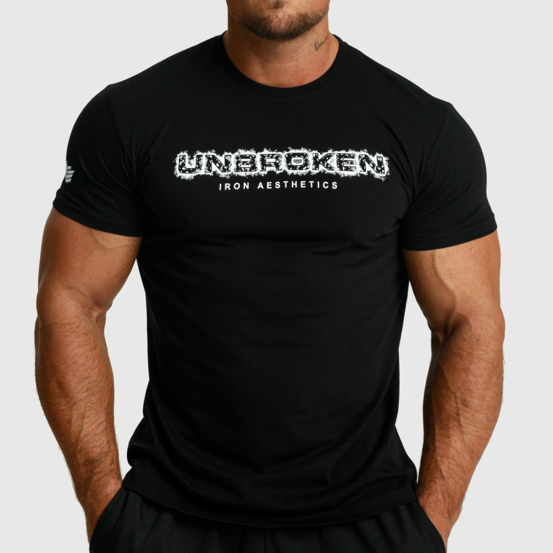 Pánské fitness tričko Iron Aesthetics Unbroken, černé-1