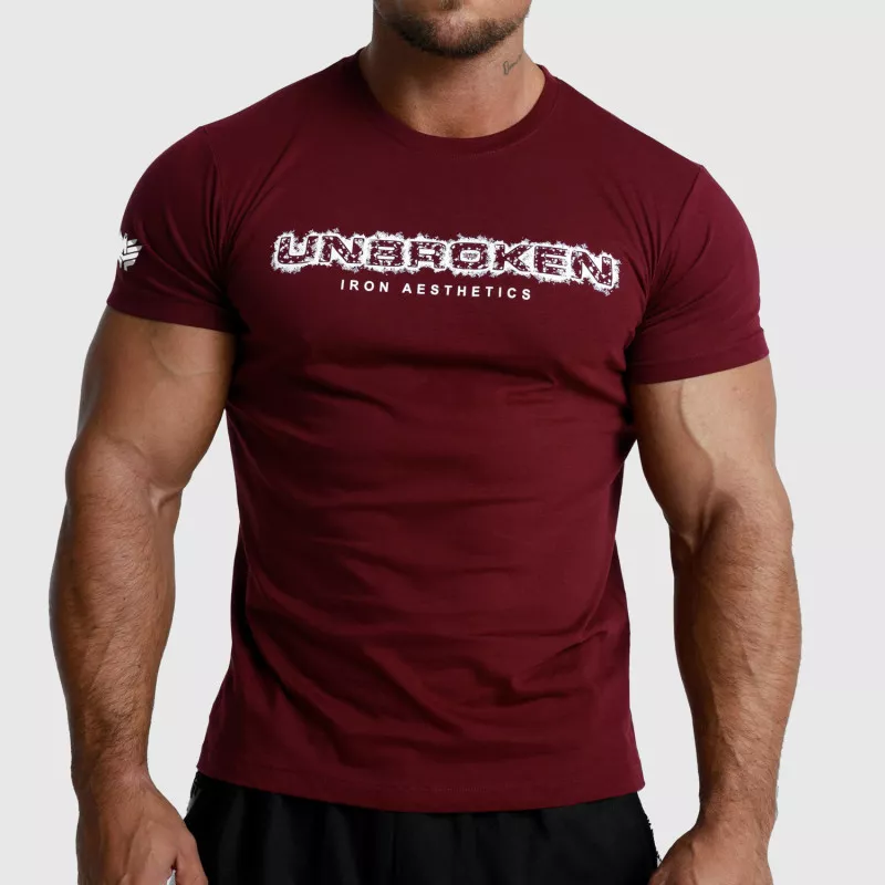 Pánské fitness tričko Iron Aesthetics Unbroken, bordové-1
