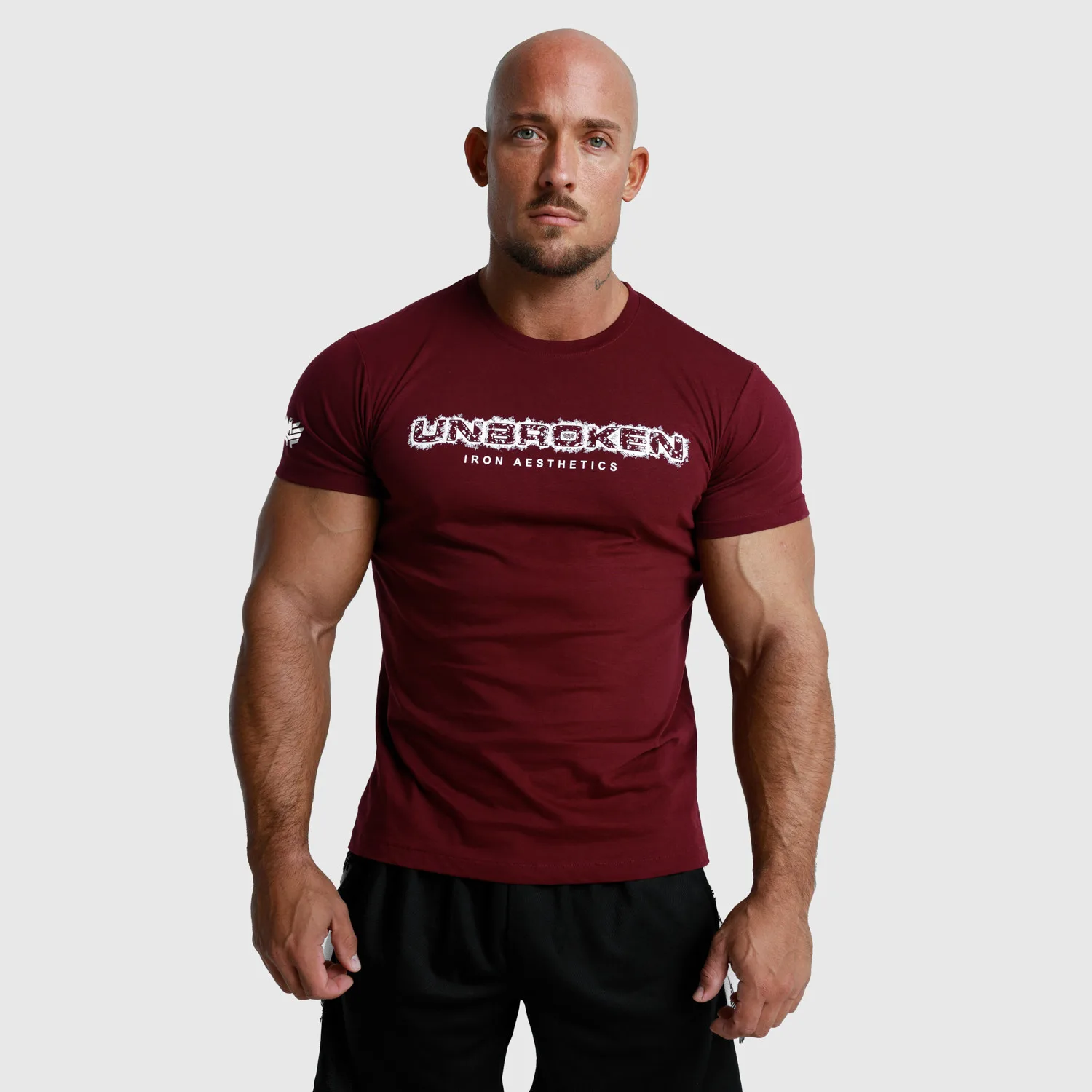 Pánské fitness tričko Iron Aesthetics Unbroken, bordové-1