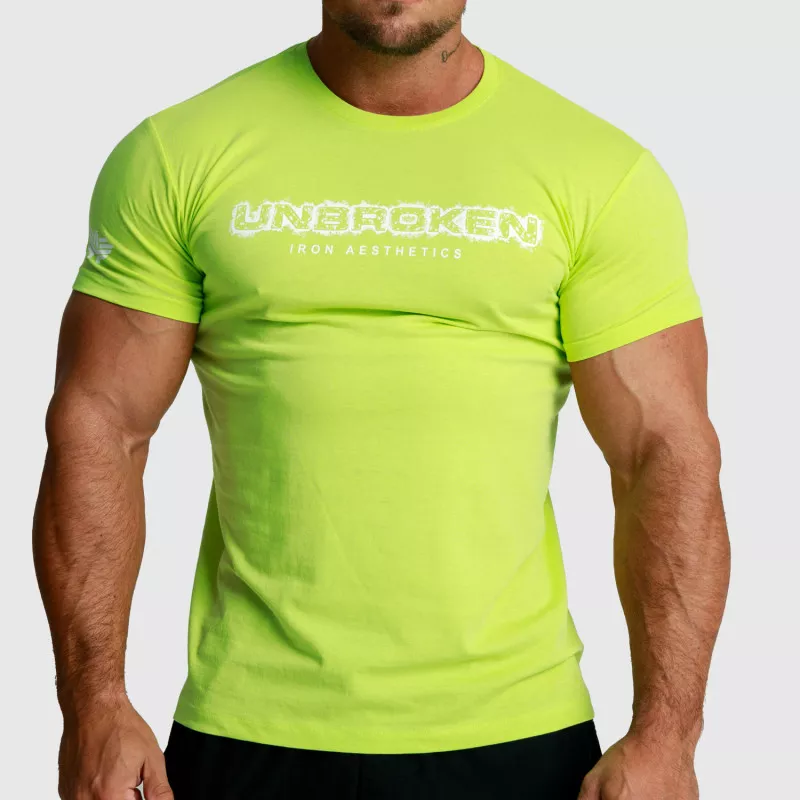 Pánské fitness tričko Iron Aesthetics Unbroken, limetkové-1