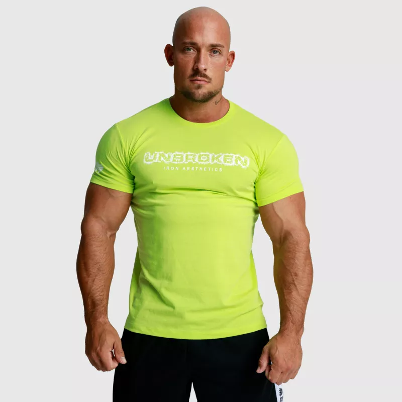 Pánské fitness tričko Iron Aesthetics Unbroken, limetkové-2