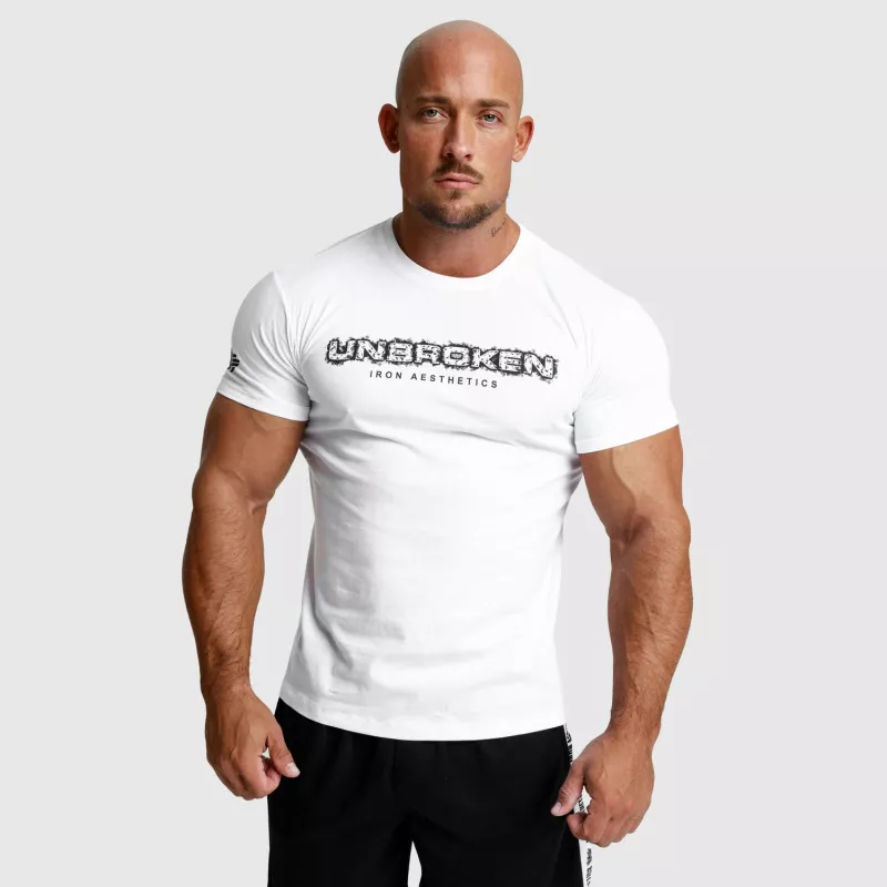 Pánské fitness tričko Iron Aesthetics Unbroken, bílé-3