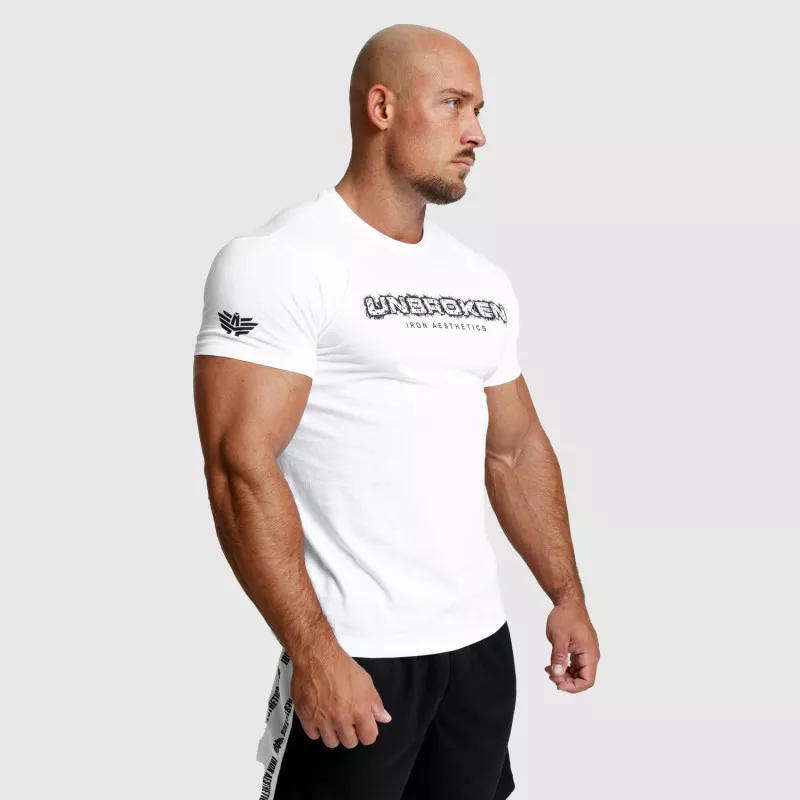 Pánské fitness tričko Iron Aesthetics Unbroken, bílé-7