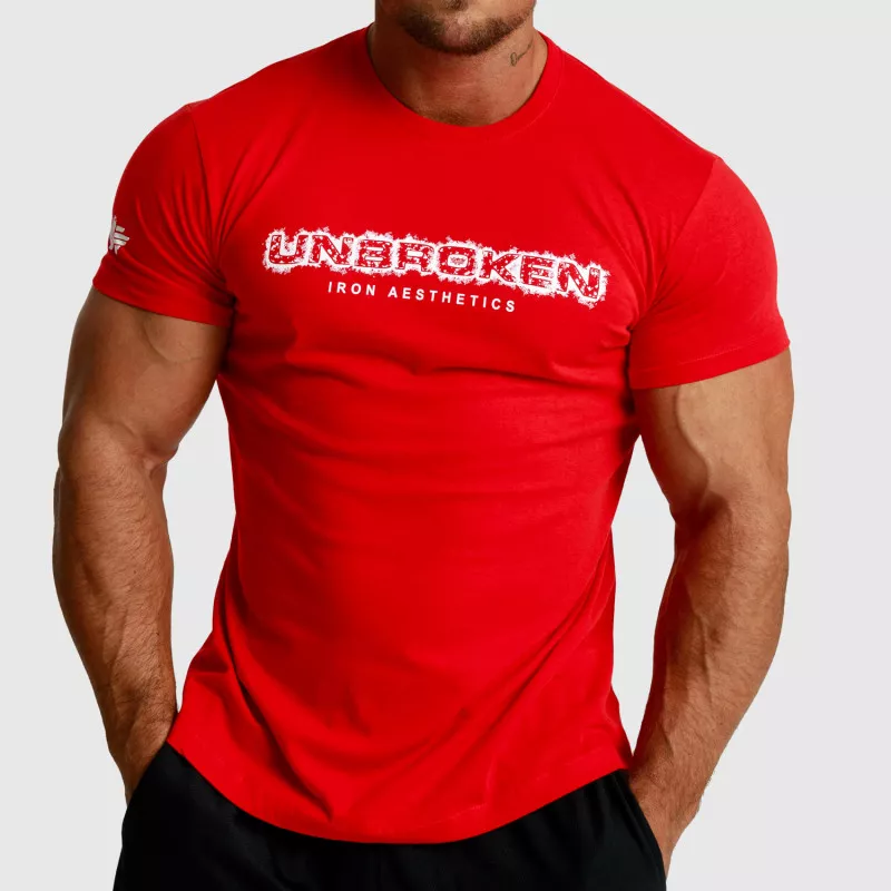 Pánské fitness tričko Iron Aesthetics Unbroken, červené-1