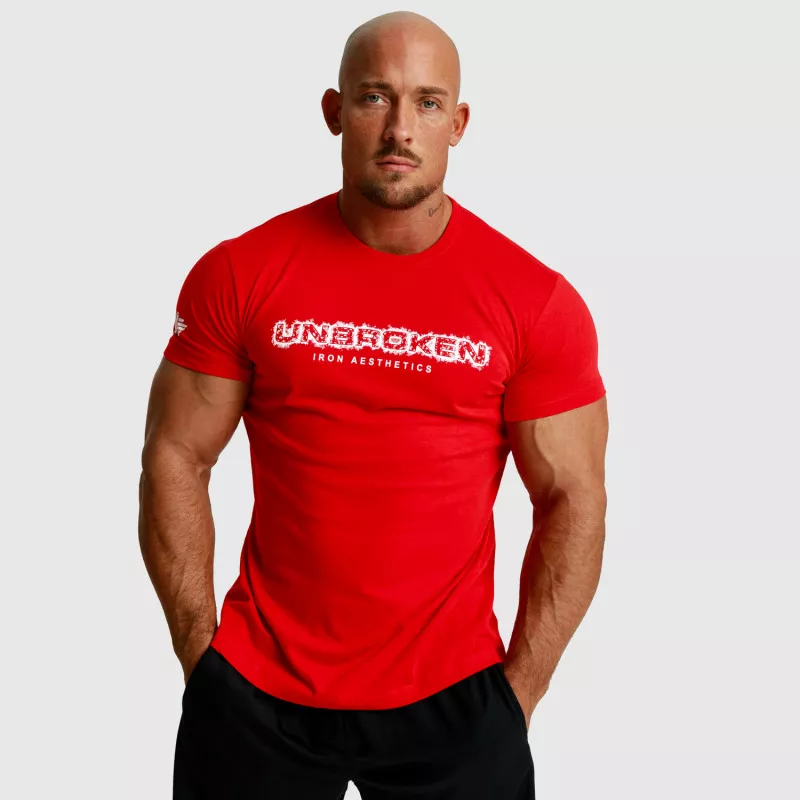 Pánské fitness tričko Iron Aesthetics Unbroken, červené-4