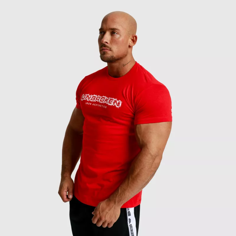 Pánské fitness tričko Iron Aesthetics Unbroken, červené-7