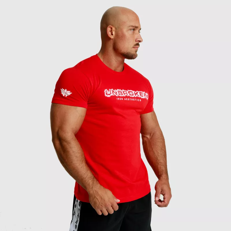 Pánské fitness tričko Iron Aesthetics Unbroken, červené-8