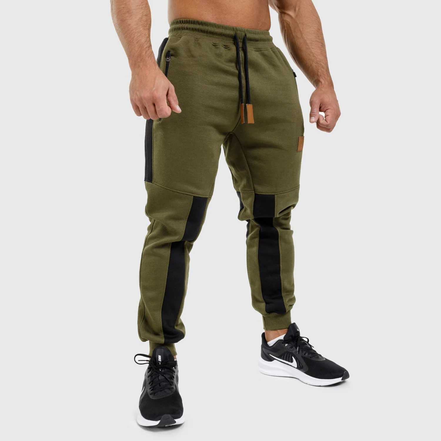 Jogger tepláky Iron Aesthetics ELEMENT, vojenská zelená-1